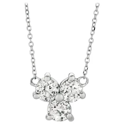 Pre-owned Morris & David 0.75 Carat Natural 3-stone Diamond Necklace 14 Karat White Gold G Si Chain