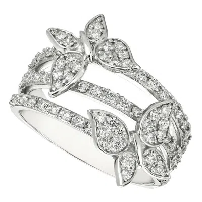 Pre-owned Morris & David 0.75 Carat Natural Diamond Butterfly Ring G Si 14k White Gold