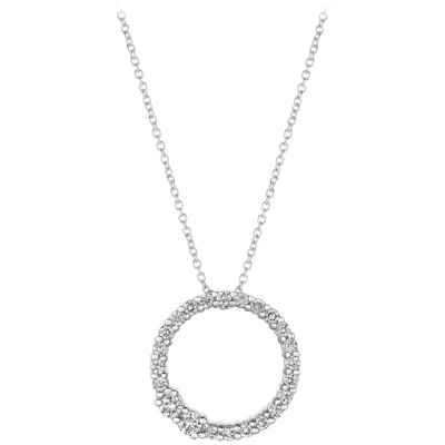 Pre-owned Morris & David 0.75 Carat Natural Diamond Circle Necklace 14 Karat White Gold G-h Si Chain
