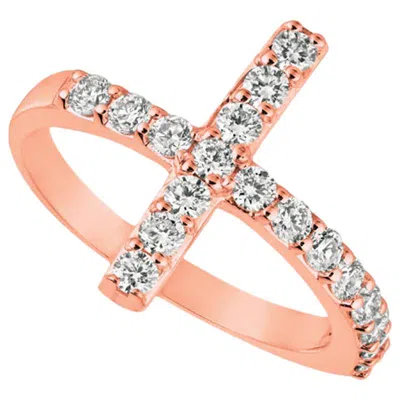 Pre-owned Morris & David 0.75 Carat Natural Diamond Cross Ring G Si 14 Karat Rose Gold In Red