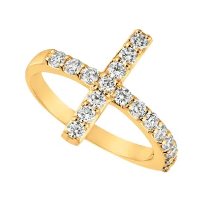 Pre-owned Morris & David 0.75 Carat Natural Diamond Cross Ring G Si 14 Karat Yellow Gold