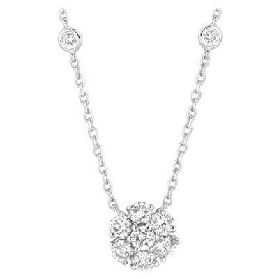 Pre-owned Morris & David 0.75 Carat Natural Diamond Flower And Bezel Pendant 14 Karat Gold G Si In Multi