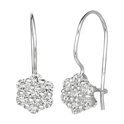 Pre-owned Morris & David 0.75 Carat Natural Diamond Flower Earrings G Si 14k White Gold