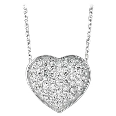 Pre-owned Morris & David 0.75 Carat Natural Diamond Heart Necklace Pendant 14 Karat White Gold G Si