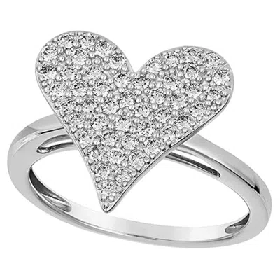 Pre-owned Morris & David 0.75 Carat Natural Diamond Heart Ring Band G Si 14k White Gold