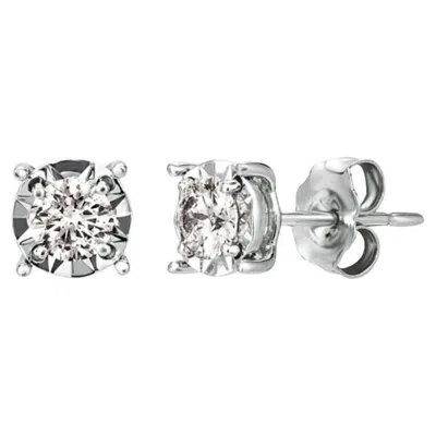 Pre-owned Morris & David 0.75 Carat Natural Diamond Illusion Set Stud Earrings G Si 14k White Gold