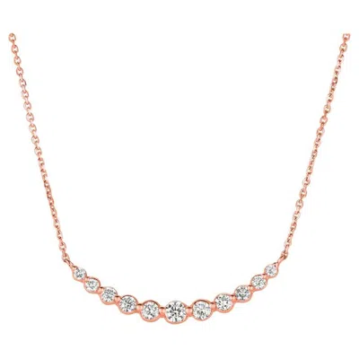 Pre-owned Morris & David 0.75 Carat Natural Diamond Necklace 14 Karat Rose Gold G Si Chain In Red