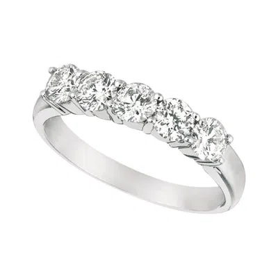 Pre-owned Morris & David 0.75 Carat Natural Diamond Ring G Si 14 Karat White Gold 5 Stones
