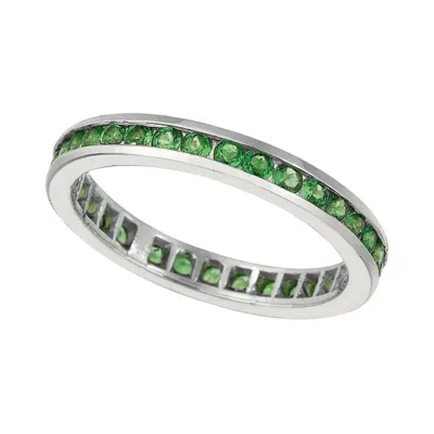 Pre-owned Morris & David 0.75 Carat Natural Tsavorite Eternity Round Cut Ring Band 14k White Gold