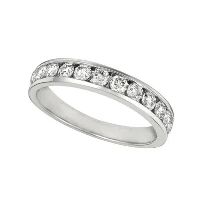 Pre-owned Morris & David 0.75 Ct Natural Round Cut Channel Set Diamond Eternity Ring Band G Si 14k White