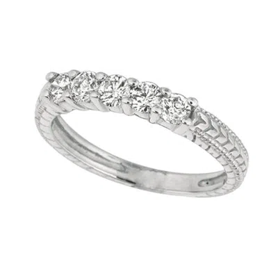 Pre-owned Morris & David 0.77 Carat 5 Stone Natural Diamond Ring Band G Si 14k White Gold