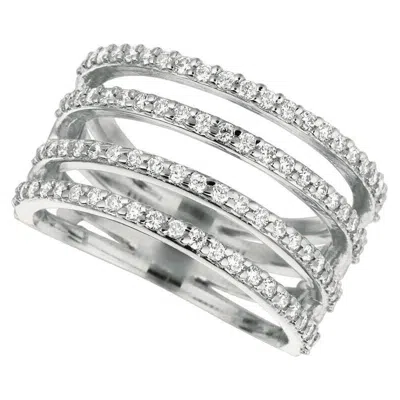 Pre-owned Morris & David 0.80 Carat Natural Diamond 4 Row Ring G Si 14k White Gold
