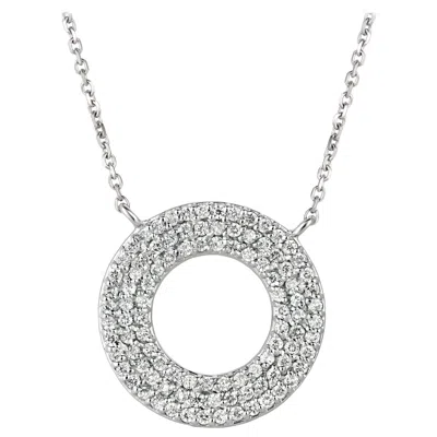 Pre-owned Morris & David 0.80 Carat Natural Diamond Circle Necklace 14 Karat White Gold G Si