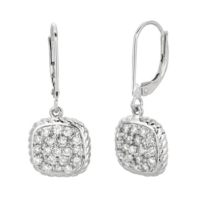Pre-owned Morris & David 0.80 Carat Natural Diamond Square Drop Earrings G Si 14k White Gold