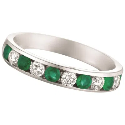 Pre-owned Morris & David 0.80 Carat Natural Emerald And Diamond Ring 14 Karat White Gold