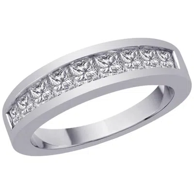 Pre-owned Morris & David 0.81 Carat Natural Diamond Princes Cut Ring Band G Si 14 Karat White Gold