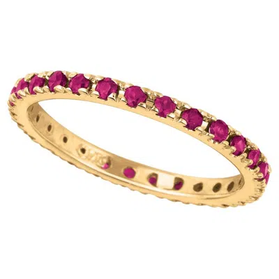 Pre-owned Morris & David 0.81 Carat Natural Ruby Eternity Ring 14k Yellow Gold