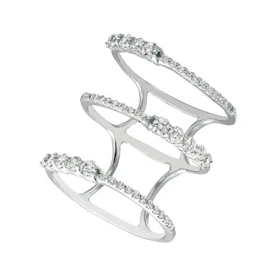 Pre-owned Morris & David 0.82 Carat Natural Diamond Cocktail Ring G Si 14 Karat White Gold