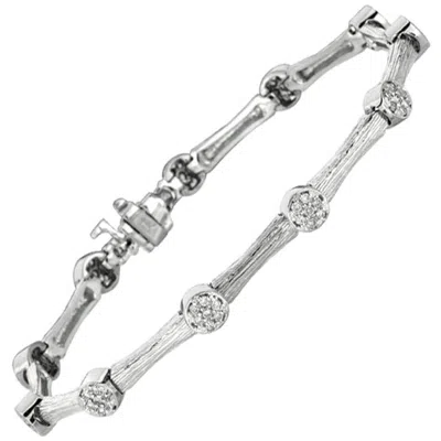 Pre-owned Morris & David 0.85 Carat Natural Diamond Bracelet G Si 14 Karat White Gold