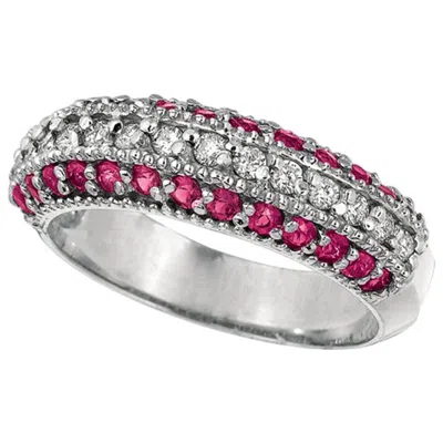 Pre-owned Morris & David 0.95 Carat Natural Pink Sapphire And Diamond Fashion Ring Band 14 Karat Gold