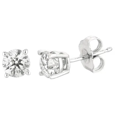 Pre-owned Morris & David 1.00 Carat All Natural Diamond Stud Earrings G Si 14 Karat White Gold