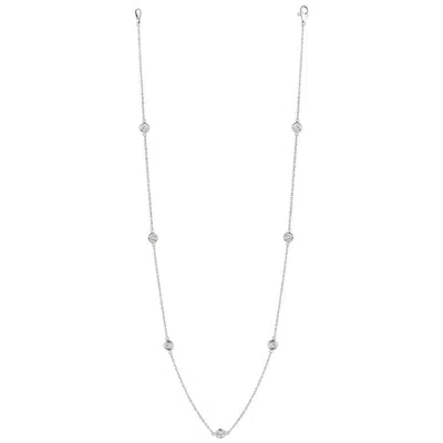 Pre-owned Morris & David 1.00 Carat Diamond By The Yard Necklace G Si 14 Karat White Gold 15 Pointers