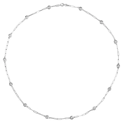 Pre-owned Morris & David 1.00 Carat Diamond By The Yard Paperclip Necklace New Style 14k White Gold 18''