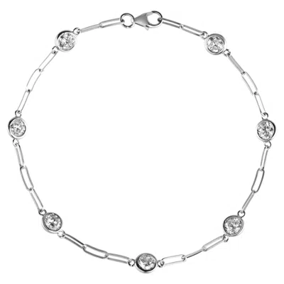 Pre-owned Morris & David 1.00 Carat Diamond Paper Clip Bracelet G Si 14k White Gold 7''