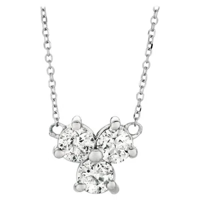 Pre-owned Morris & David 1.00 Carat Natural 3-stone Diamond Necklace 14 Karat White Gold G Si Chain