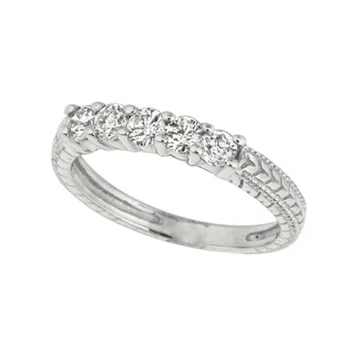 Pre-owned Morris & David 1.00 Carat Natural 5 Stone Diamond Ring Band 14k White Gold