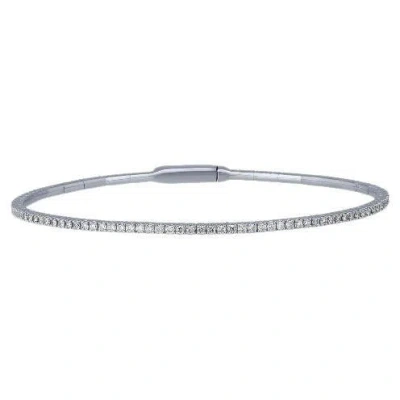 Pre-owned Morris & David 1.00 Carat Natural All Way Round Diamond Flexible Bangle G Si 14k White Gold