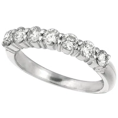 Pre-owned Morris & David 1.00 Carat Natural Diamond 7-stone Ring G Si 14 Karat White Gold