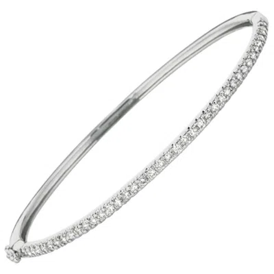 Pre-owned Morris & David 1.00 Carat Natural Diamond Bangle Bracelet G Si 14 Karat White Gold