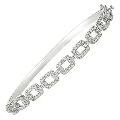Pre-owned Morris & David 1.00 Carat Natural Diamond Bangle Chain Style Bracelet 14k White Gold