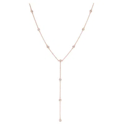 Pre-owned Morris & David 1.00 Carat Natural Diamond Bezel Necklace 14 Karat Rose Gold In Red