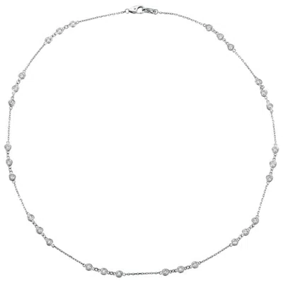 Pre-owned Morris & David 1.00 Carat Natural Diamond Bezel Necklace 14 Karat White Gold