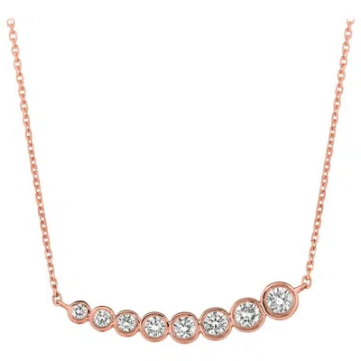 Pre-owned Morris & David 1.00 Carat Natural Diamond Bezel Necklace Pendant 14 Karat Rose Gold G Si Chain In Red
