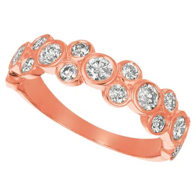 Pre-owned Morris & David 1.00 Carat Natural Diamond Bezel Ring G Si 14 Karat Rose Gold In Red