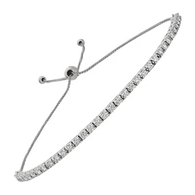 Pre-owned Morris & David 1.00 Carat Natural Diamond Bolo Bracelet G Si 14 Karat White Gold Adjustable