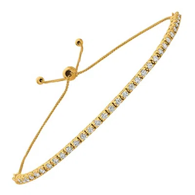Pre-owned Morris & David 1.00 Carat Natural Diamond Bolo Bracelet G Si 14 Karat Yellow Gold Adjustable