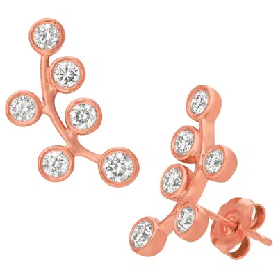 Pre-owned Morris & David 1.00 Carat Natural Diamond Climber Bezel Earrings G Si 14 Karat Rose Gold In Red