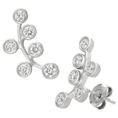 Pre-owned Morris & David 1.00 Carat Natural Diamond Climber Bezel Earrings G Si 14 Karat White Gold