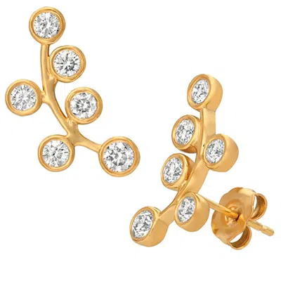 Pre-owned Morris & David 1.00 Carat Natural Diamond Climber Bezel Earrings G Si 14 Karat Yellow Gold