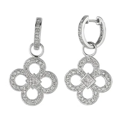 Pre-owned Morris & David 1.00 Carat Natural Diamond Clover Drop Earrings G Si 14k White Gold