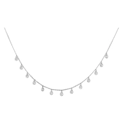 Pre-owned Morris & David 1.00 Carat Natural Diamond Drop Bezel Necklace 14k White Gold