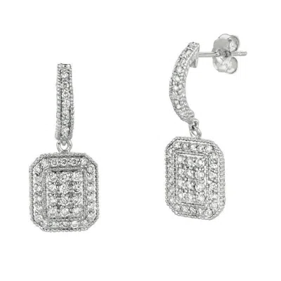 Pre-owned Morris & David 1.00 Carat Natural Diamond Drop Earrings G Si 14k White Gold