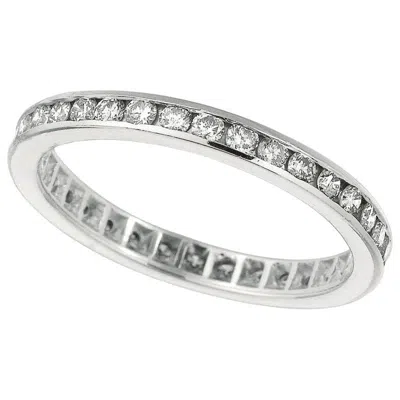 Pre-owned Morris & David 1.00 Carat Natural Diamond Eternity Ring Band Channel Set In 14k White Gold