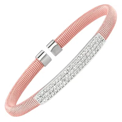 Pre-owned Morris & David 1.00 Carat Natural Diamond Fancy Bangle Bracelet G-h Si 14 Karat Rose Gold In Red