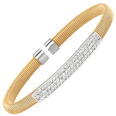 Pre-owned Morris & David 1.00 Carat Natural Diamond Fancy Bangle Bracelet G-h Si 14 Karat Yellow Gold