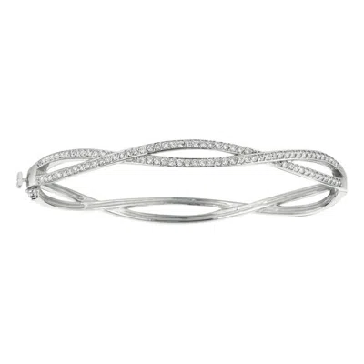 Pre-owned Morris & David 1.00 Carat Natural Diamond Fashion Bangle G Si 14k White Gold